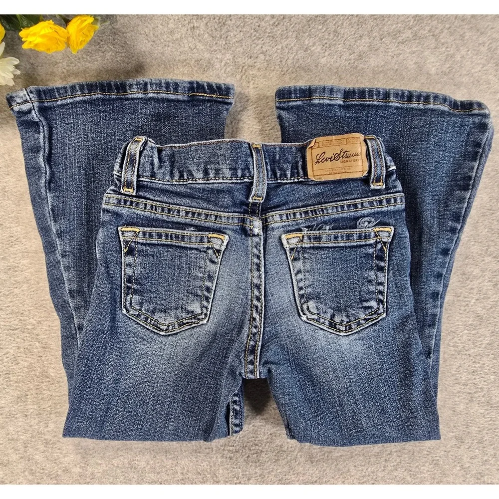 Y2K Levi Strauss Signature Girls 5 Regular Flare Jeans Blue Denim Stretch